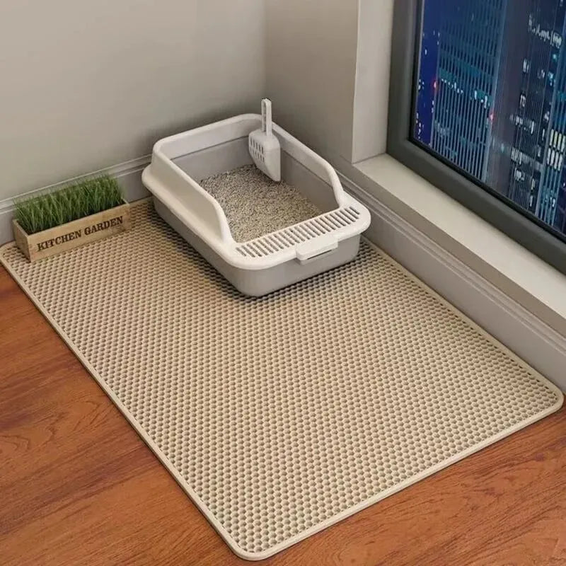 Double layered cat litter mat