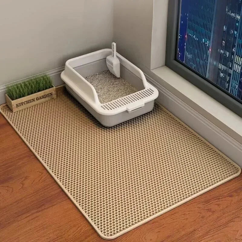 Double layered cat litter mat
