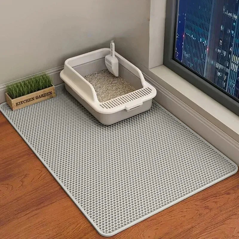 Double layered cat litter mat