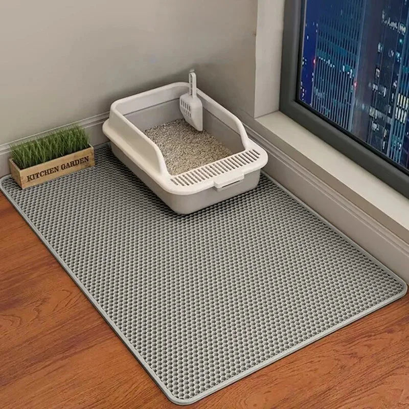 Double layered cat litter mat